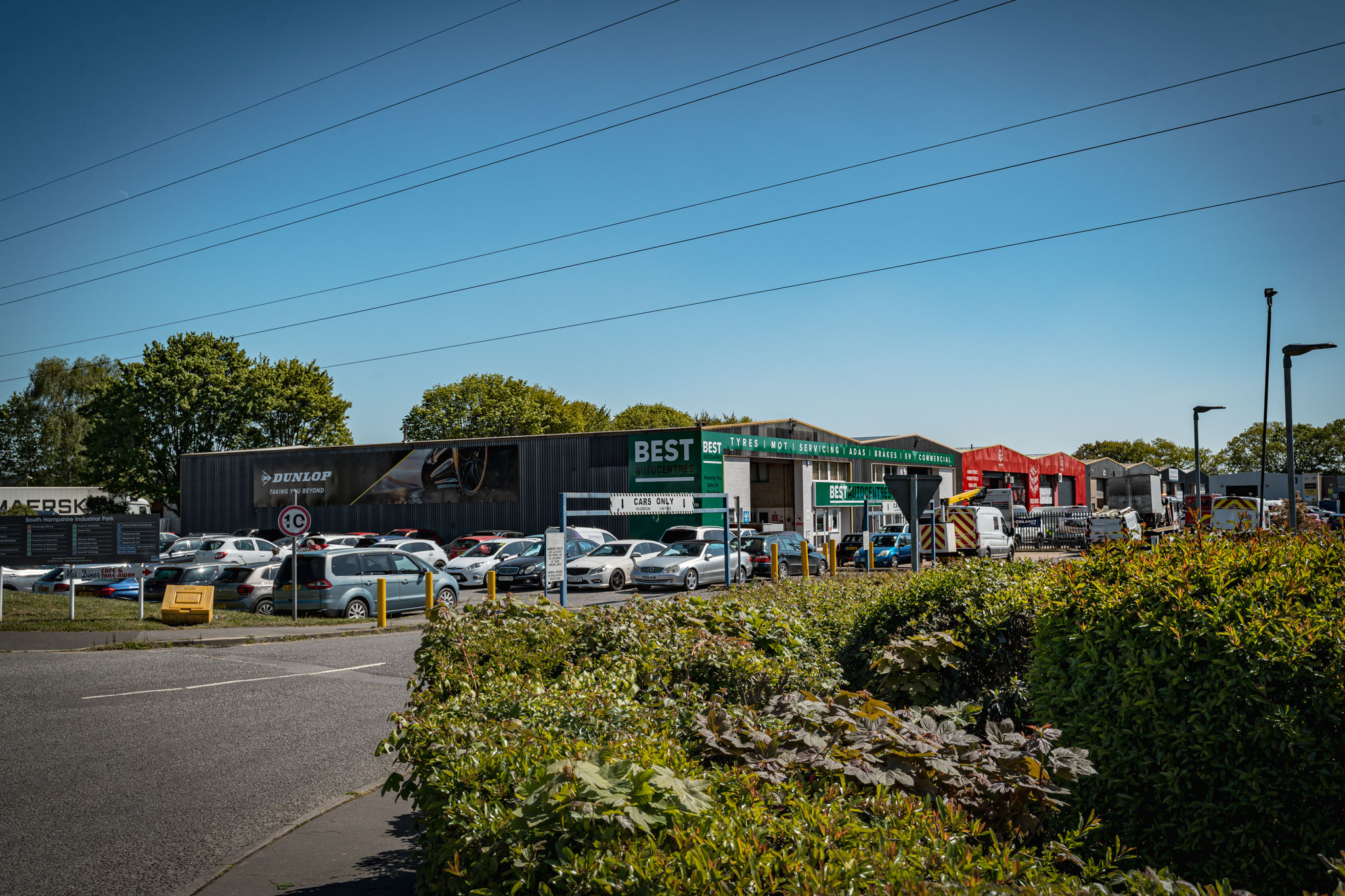 Car park and approach to Best Autocentres on Calmore Industrial Estate, Totton